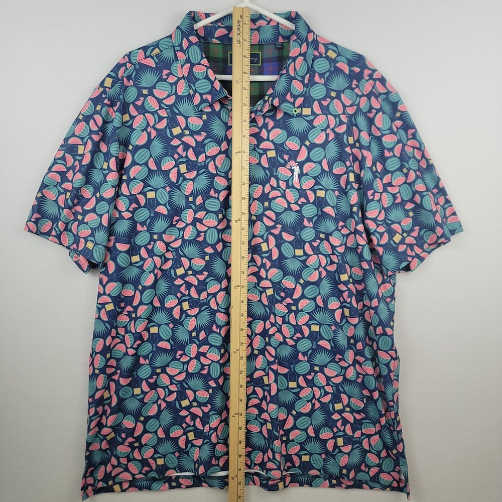 William Murray Mens Button Up Shirt Blue XL Watermelon Print Golf Casual Stretch - Picture 12 of 16